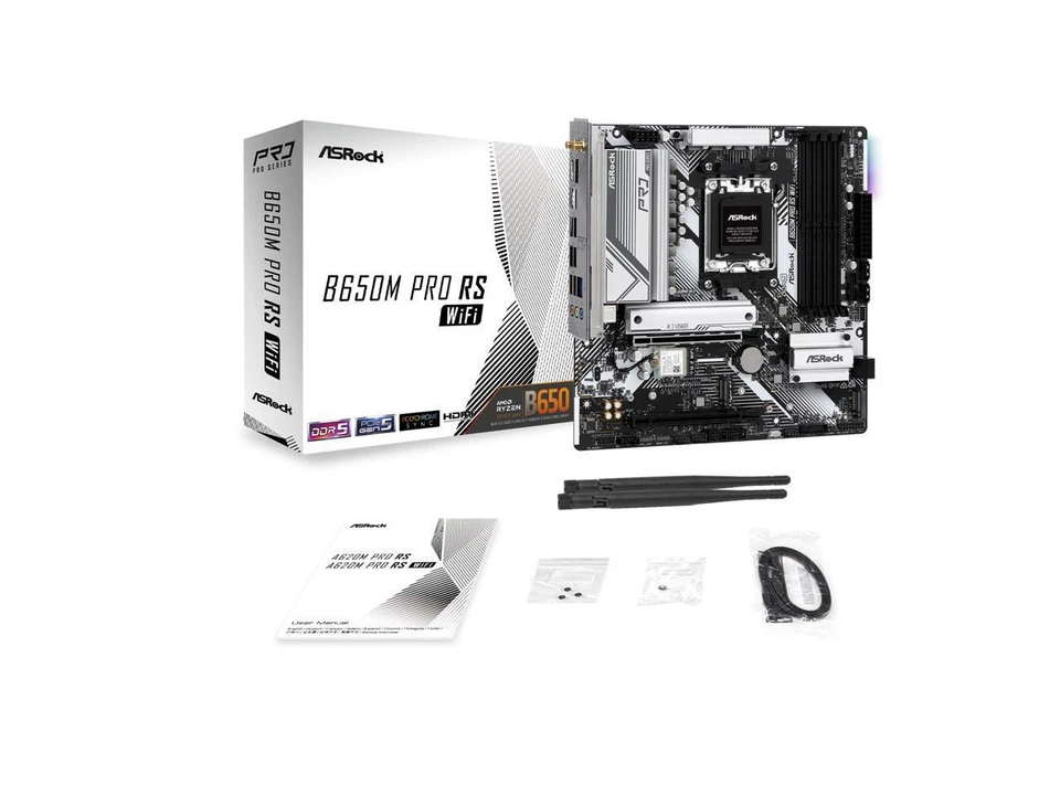 ASRock B650M Pro RS WiFi AM5 AMD B650 SATA 6Gb/s Micro ATX Motherboard - Image 2 of 4