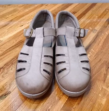 Selby Tan Suede Flats Women's Size 9  Active Flex Elastic Strap & Buckle