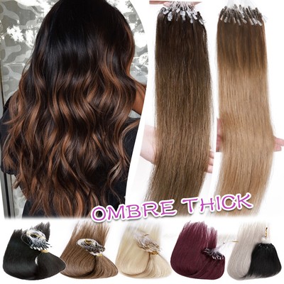 Microring Loop Remy 100% Echthaar Extensions Glatt 200Strähnen Haarverlängerungs