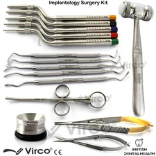Osteotomes Sinus Lift Elevators Mallet Dental Implants Bone Surgery Kit 15Pcs