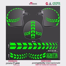 Kit VERDE FLUO Frecce Strisce STICKER CASCO ADESIVO DECAL MOTO SCOOTER HELMET