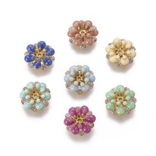 100x Brass Enamel & Rhinestone Flower Bead Caps For Jewelry Crafts Making12x5mm