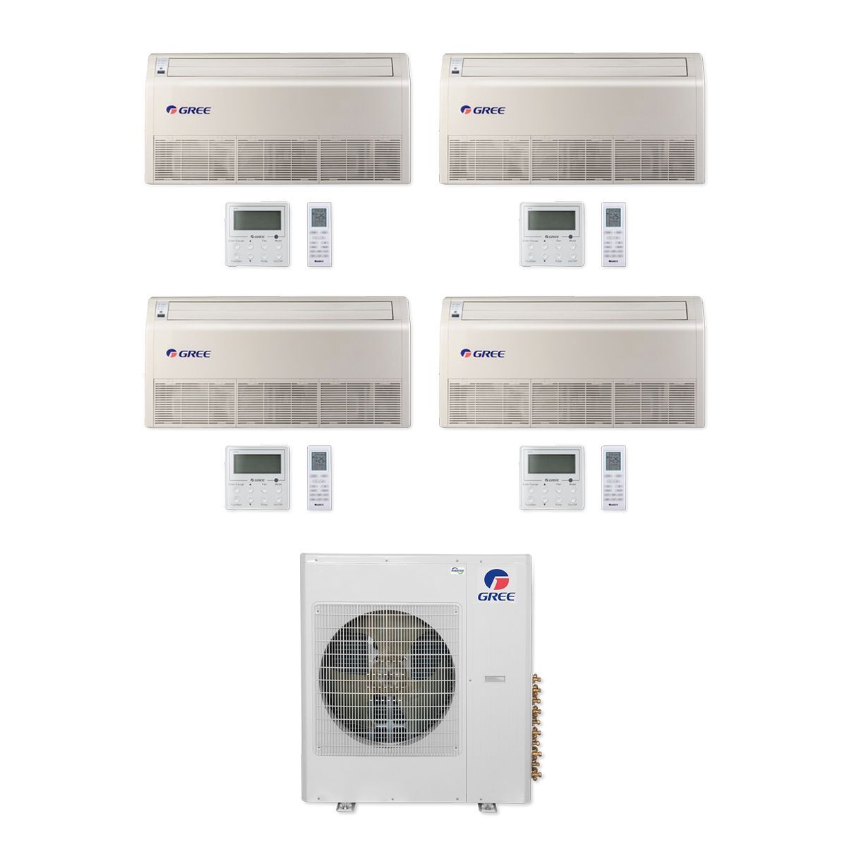 Gree 42K BTU Multi21+ 4 Zone Floor/Ceiling Mini Split 208-230V (12, 12, 12,  12) | eBay