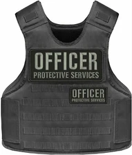 OFFICER P S  EMBROIDERY PATCH 4X10 AND 2X5 HOOK ON BACK BLK/GRAY
