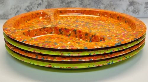 Zak Designs Set di 4 Piatti Divisi Confetti Melamina Arancione Verde Lotto - Foto 13 di 13