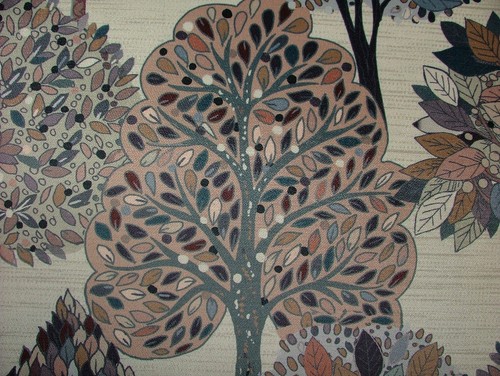 Foliage Fall Tree Cloud Velvet Designer Fabric Curtain Upholstery Cushion - Picture 12 of 23