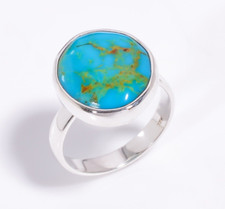 Natural Arizona Turquoise Ring 925 Sterling Silver Boho Rings Jewelry for Women