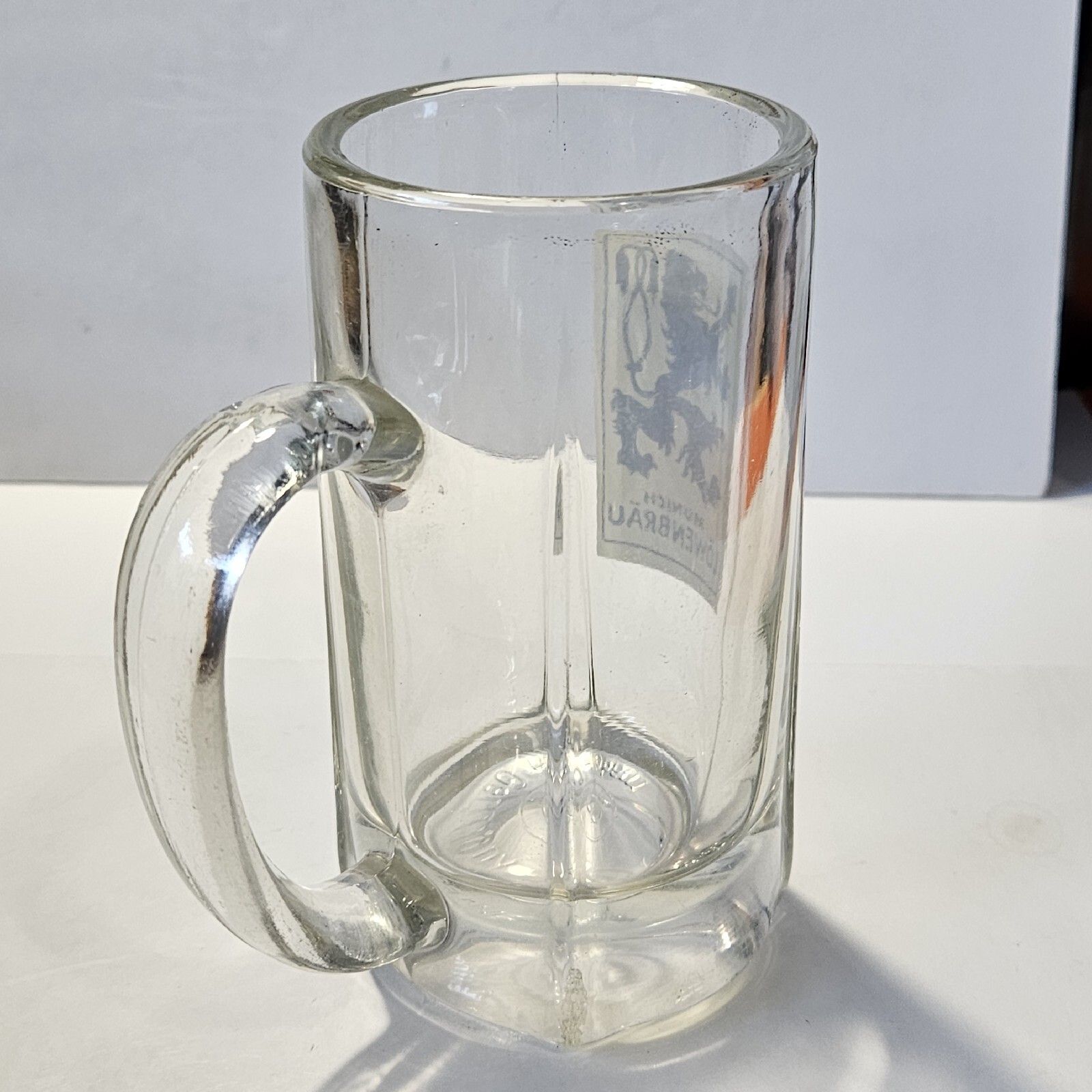 Lowenbrau Munich Heavy Glass Beer Mug German .25 L 5 1/2" Tall Front