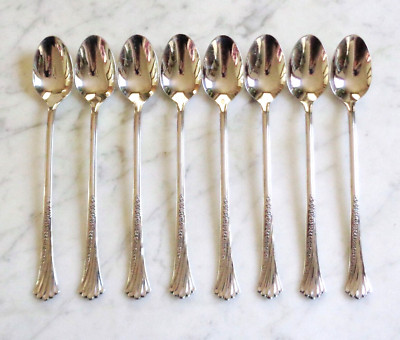 8 Oneida Distinction Deluxe HH Stainless Spring Glen 7 1/2 inch Ice Tea Spoons
