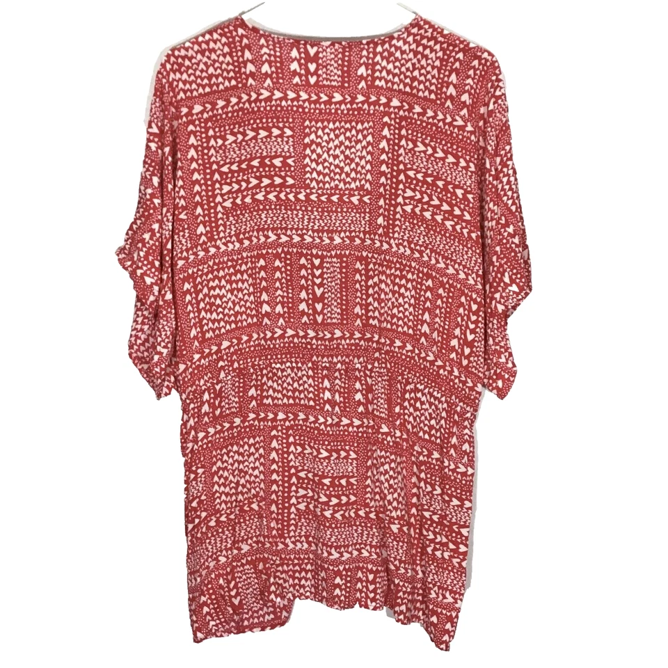 Victorias Secret Womens One Size Red White Hearts Tie Waist Kimono Cover Up Robe Foto 3 de 4