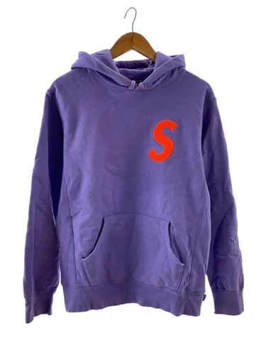 Felpa Supreme con cappuccio logo S M cotone viola tinta unita 19AW cappuccio con cambio usata