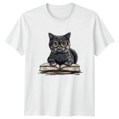 Smart Cat Reading A Book T-Shirt Buchliebhaber Katzen Geburtstag Geschenk für Sie und Ihn