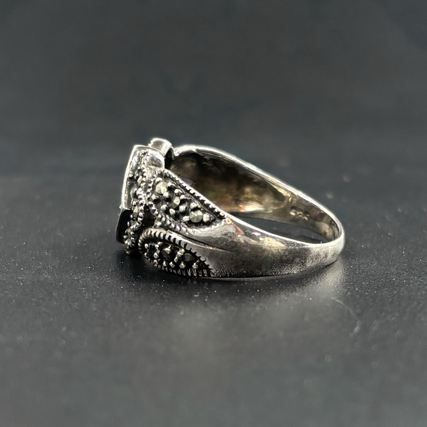 Vintage Scrollwork Diamond Cut Multi-Faceted Marc… - image 7