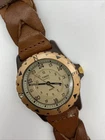 Vtg Timex Men Compass Bezel Leather Strap 36mm Quartz Analog Watch New Battery