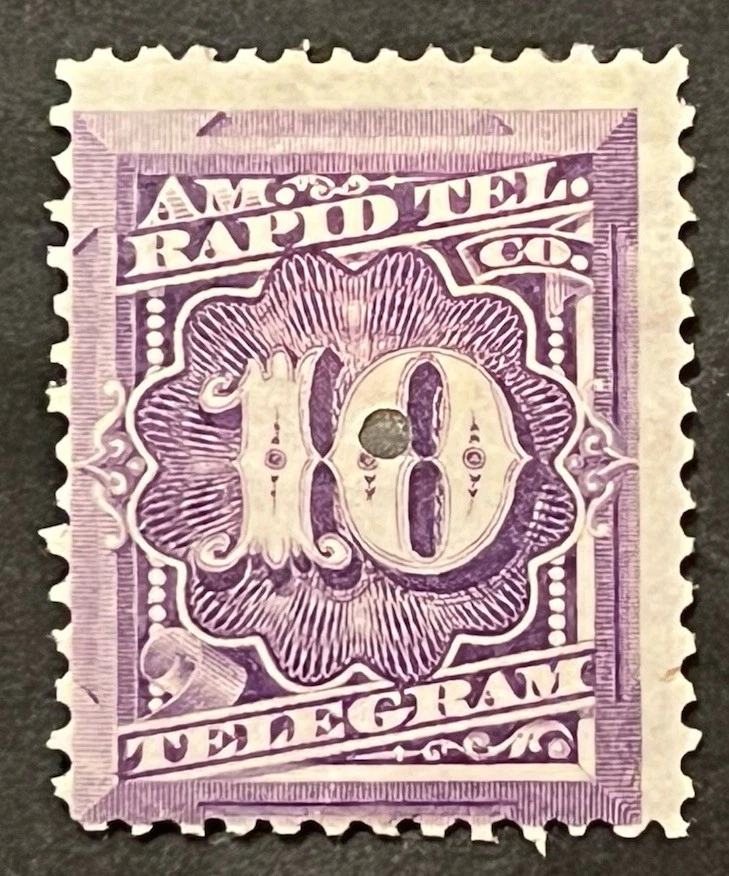 Travelstamps: 1881 US STAMP SC # 1T4 Rapid Tel Telegraph Numeral 10 Used OG H - Image 2 of 4