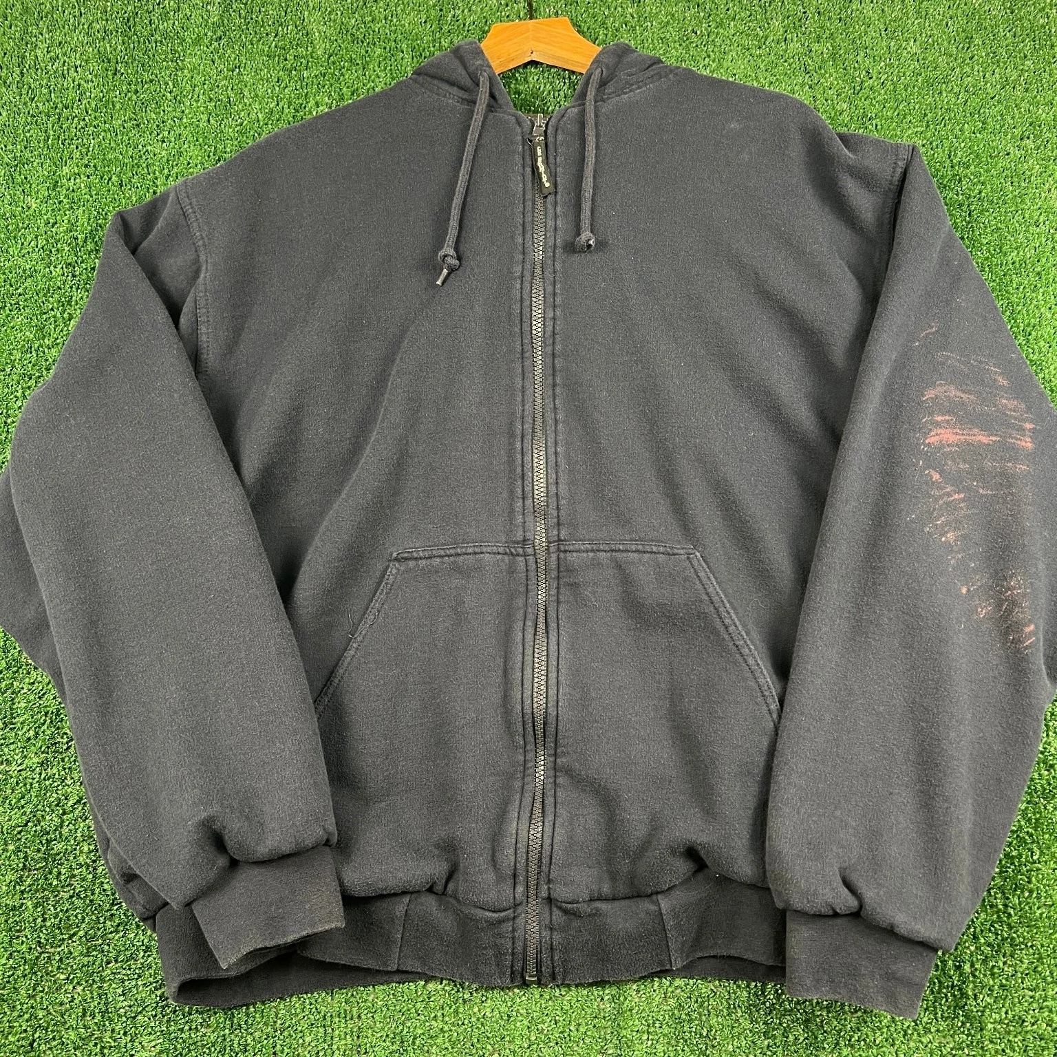 C.E. Schmidt Workwear Hoodie Men's 2XL Navy Blue Thermal Lined Full Zip Blank