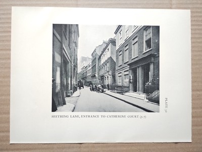 Seething Lane, Tower Hill, London - Antique Print - 1934