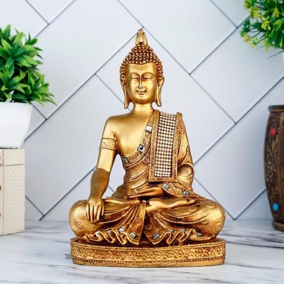 Sitting Lord Buddha Hand Carved Buddhism Idol Statue Showpiece Figurine