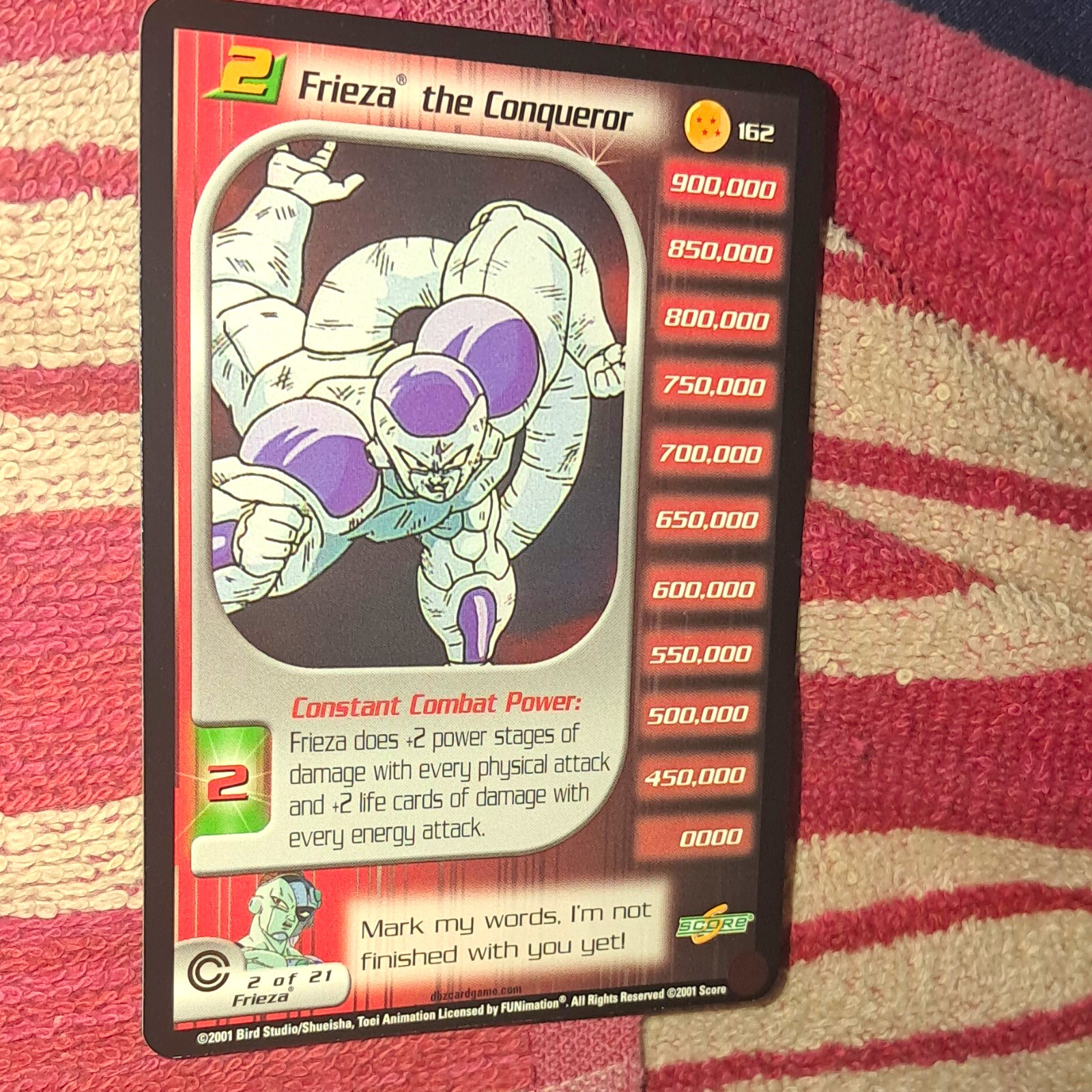 SCORE Frieza the Conqueror Dragon Ball Z TCG Constant Combat Power 162 2001
