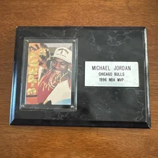 Michael Jordan 3-PEAT Card Wood Plaque 1996 NBA MVP Chicago Bulls 8x6”