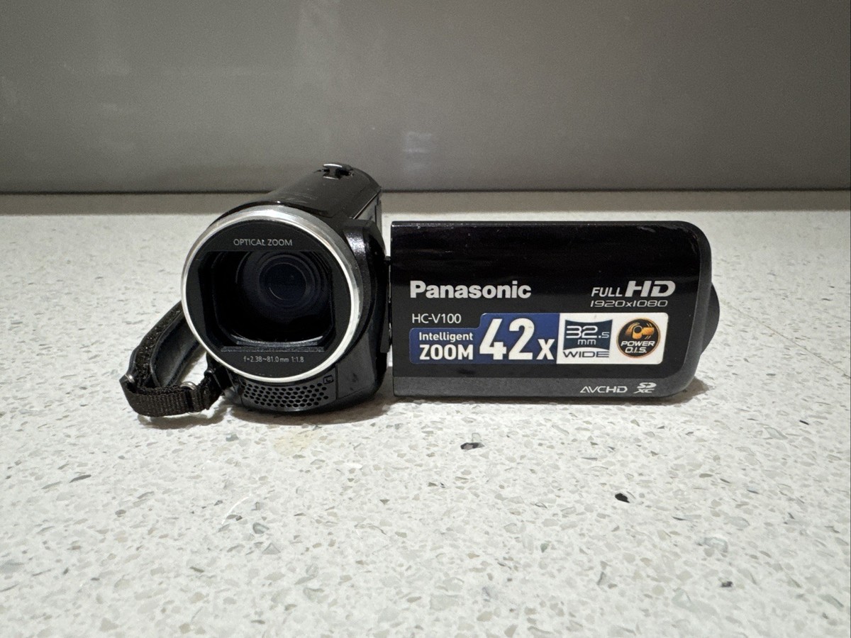 Panasonic HC-V100M Camcorder Black w/ Charger Accessories - In Box