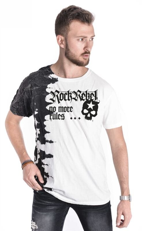 Футболка Rock Rebel от EMP Herren wei schwarzes с принтом mit Totenkopfprint Больше никаких правил 4790₽