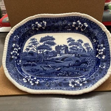 Vintage Spode Blue Tower Copeland  10.5" X 6" Oval Platter 