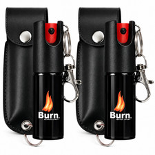 2 Pack BURN Pepper Spray 1/2oz Police Strength Self Defense Keychain  Holster