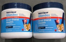  LOT OF 2 Glandex Dogs Advanced Vet Strength Anal Gland 60 Soft Chews Exp 10/27