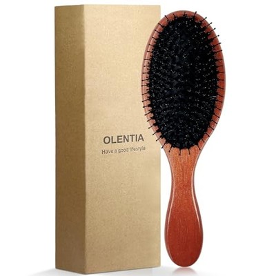RAIN S SECRET Boar & Nylon Bristle Brushes for Women Men Kid,Natural Wooden 