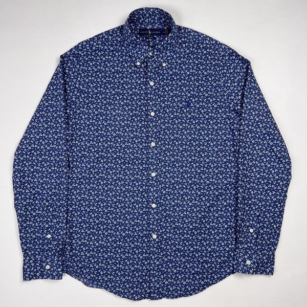 Men Polo Ralph Lauren Shirt Navy Cotton 38 / M / #30HV