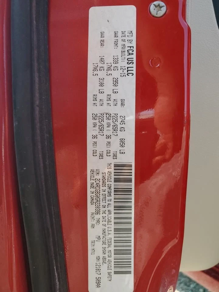 Dodge Caravan 2016 mango de cambio usado tracción delantera 3,60 L pieza OEM #242,CH8416 Foto 2 de 4