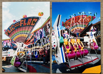 2 x Archiv Foto Karussell FLIC FLAC Heitmann und Pötzsch Huss - Kirmes Modellbau