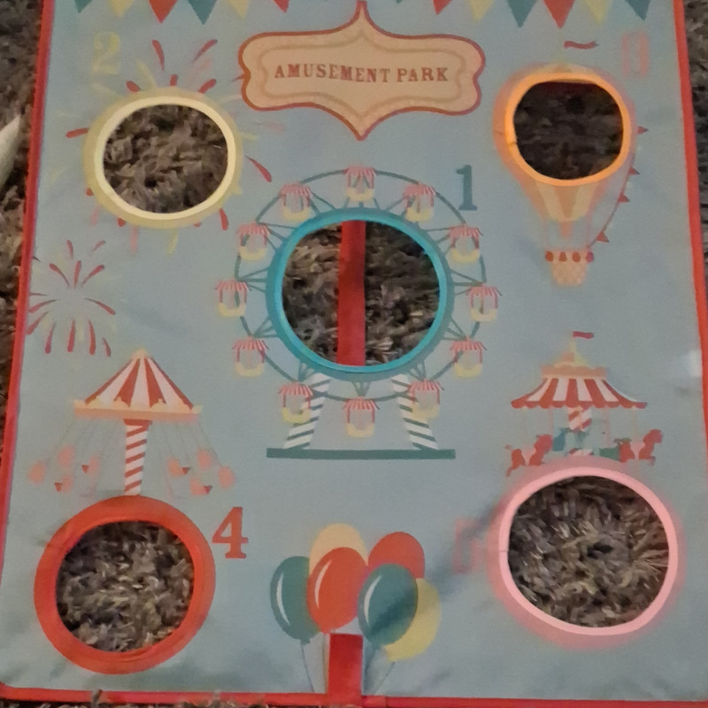 Mini Amusement Park Theme Cornhole Bean Bag Toss Set, Multicolor, 5 Bags