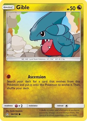 Pokemon GIBLE Sun & Moon Ultra Prism 96/156 NM/Mint PACK FRESH