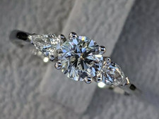 1.50 Ct Round Cut Moissanite Engagement Ring 14k White Gold Plated