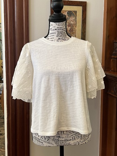 Eri + Ali Anthropologie Women's Flutter Sleeve Top Size XS