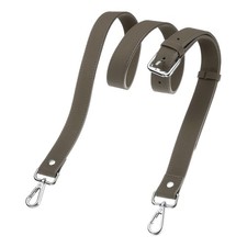 1" Genuine Leather Purse Strap for Bag Dark Gray Silver Buckle 