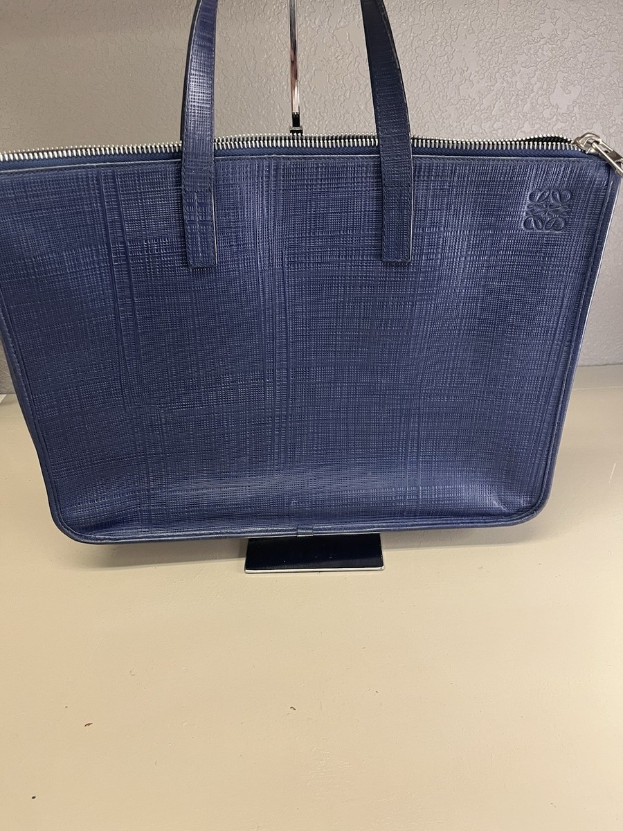 LOEWE ネイビー レザービジネスバッグ LOEWE Business Bag Linen Leather Briefcase Navy Blue | eBay