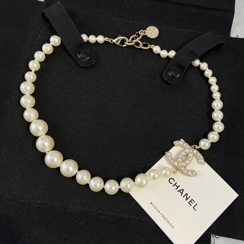 CHANEL 100th Anniversary Edition Swarovski Pearl Short Necklace 24C