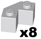 LEGO 8 New Light Bluish Gray Brick Modified Facet 2 x 2 Part 87620 LG2