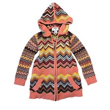 Missoni for Target Toddler Girls Zigzag Chevron Knit Zip Up Hoodie Orange 3T