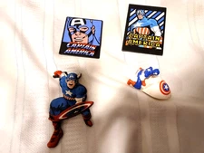 Captain America Mega Mega Fridge Magnet + 1990 Hardees Toy Cycle Lot