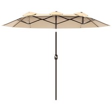 9.5ft Double-Sided Outdoor Umbrella, 180GSM Polyester, Steel, Crank, 45  Tilt