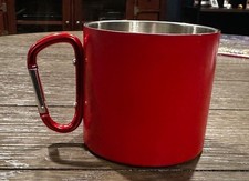 Red Stainless Steel 16oz Mug with Carabiner Handle. Brand New Coffee Mug