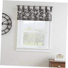 Stencil Vine Short Valance Small Window Curtains 18"W x 52"L (Pack of 1) Black