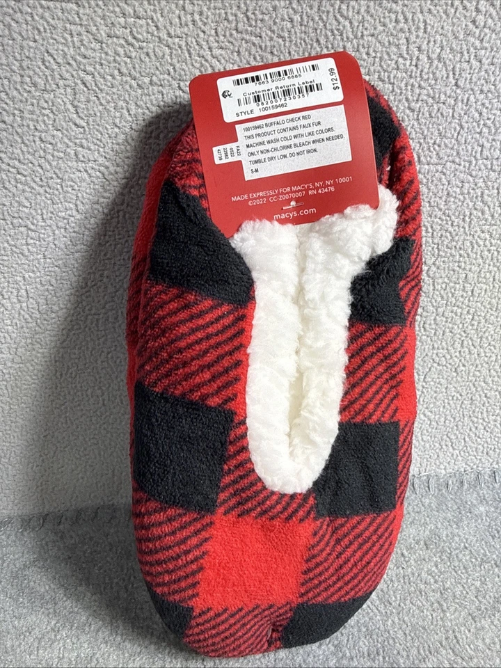 Calcetín Zapatilla Charter Club Rojo, Negro, Blanco S/M Nuevo Foto 3 de 4