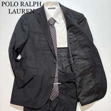 Polo Ralph Lauren Striped Black Suit Large Size Formal Business Excellent Condi