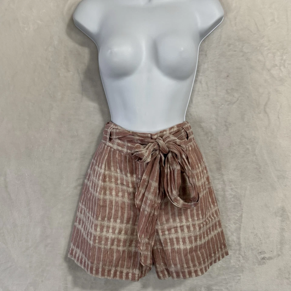 Pantalones Cortos J.Crew Cintura Alta Lino Talla 8 Rosa Cinturón Relajado Playa Costero Informal Foto 4 de 4