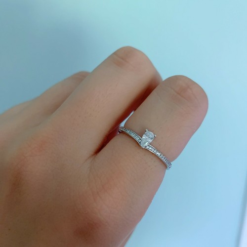 Anello di fidanzamento in argento sterling con diamanti a forma di pera oro rosa - Foto 6 di 9